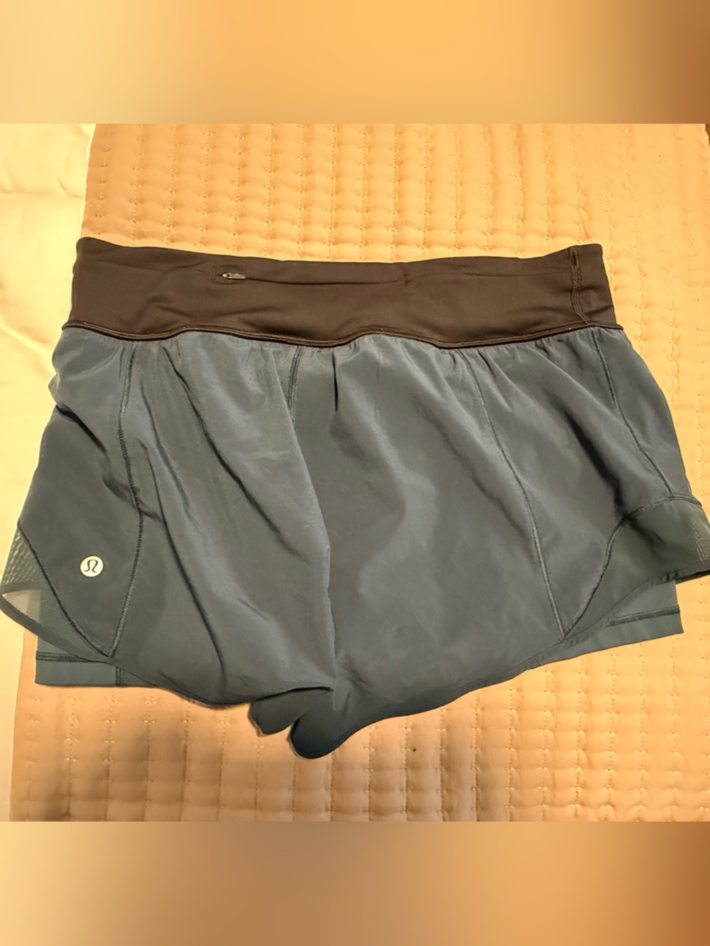 lululemon athletica gray-blue athletic shorts with black waistband